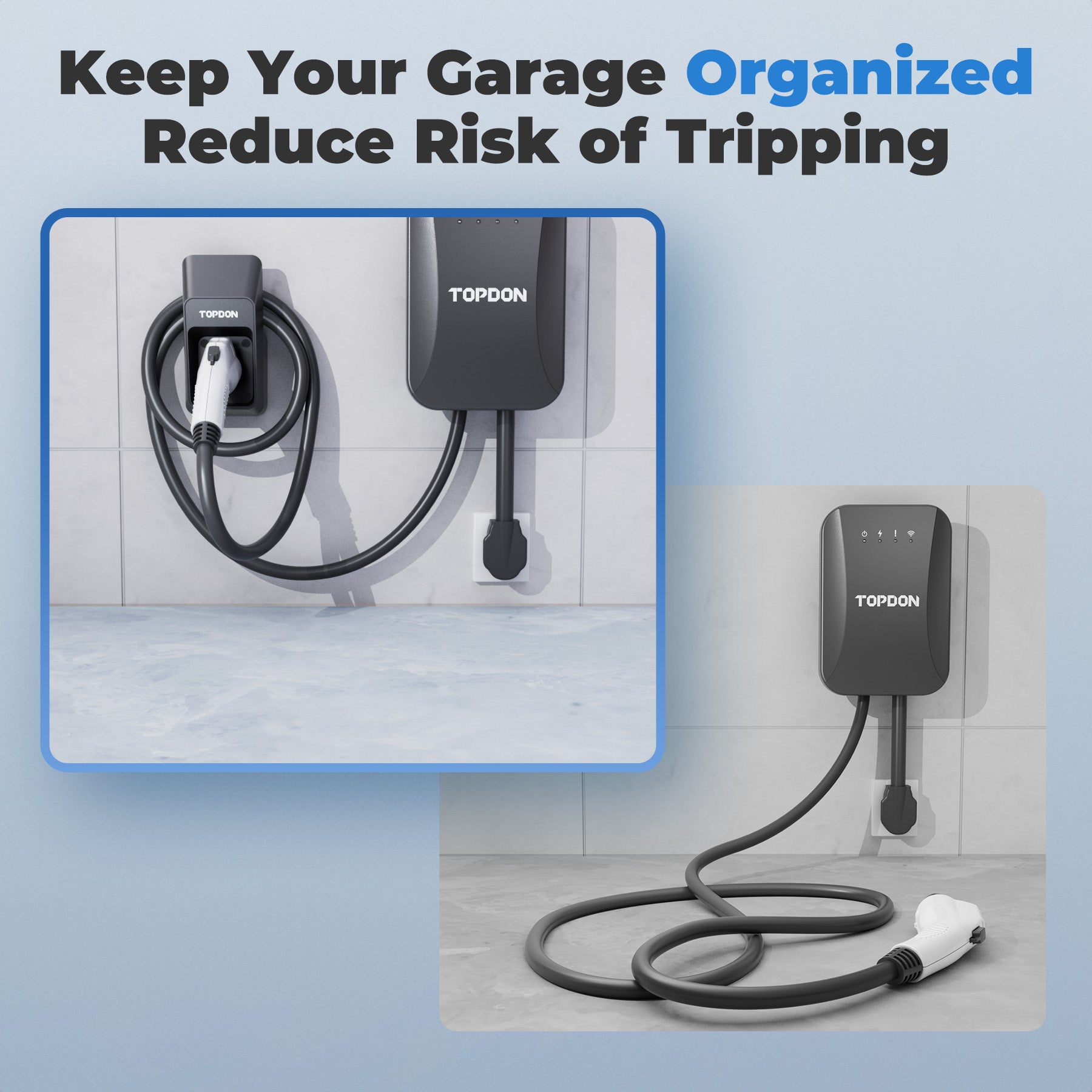 TOPDON EV Charger Wall-Mounted Cable Holder