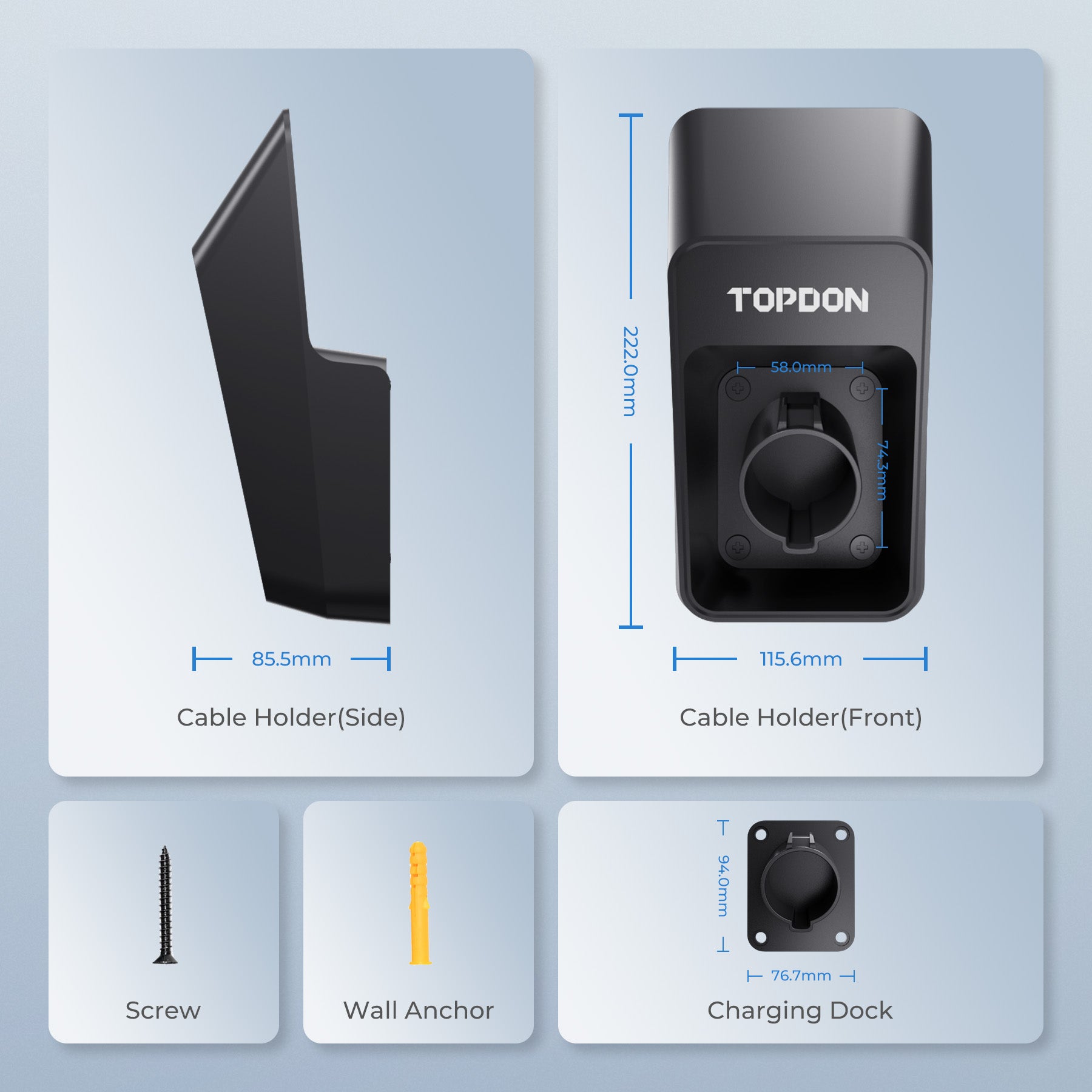 TOPDON EV Charger Wall-Mounted Cable Holder